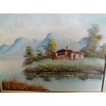 Средна картина масло на фазер Испания, отлична двойна рамка - 3625